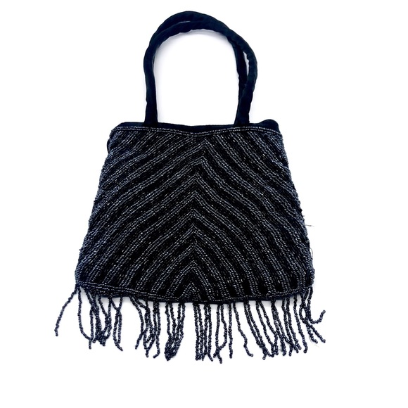 Handbags - Black Beaded Evening Bag